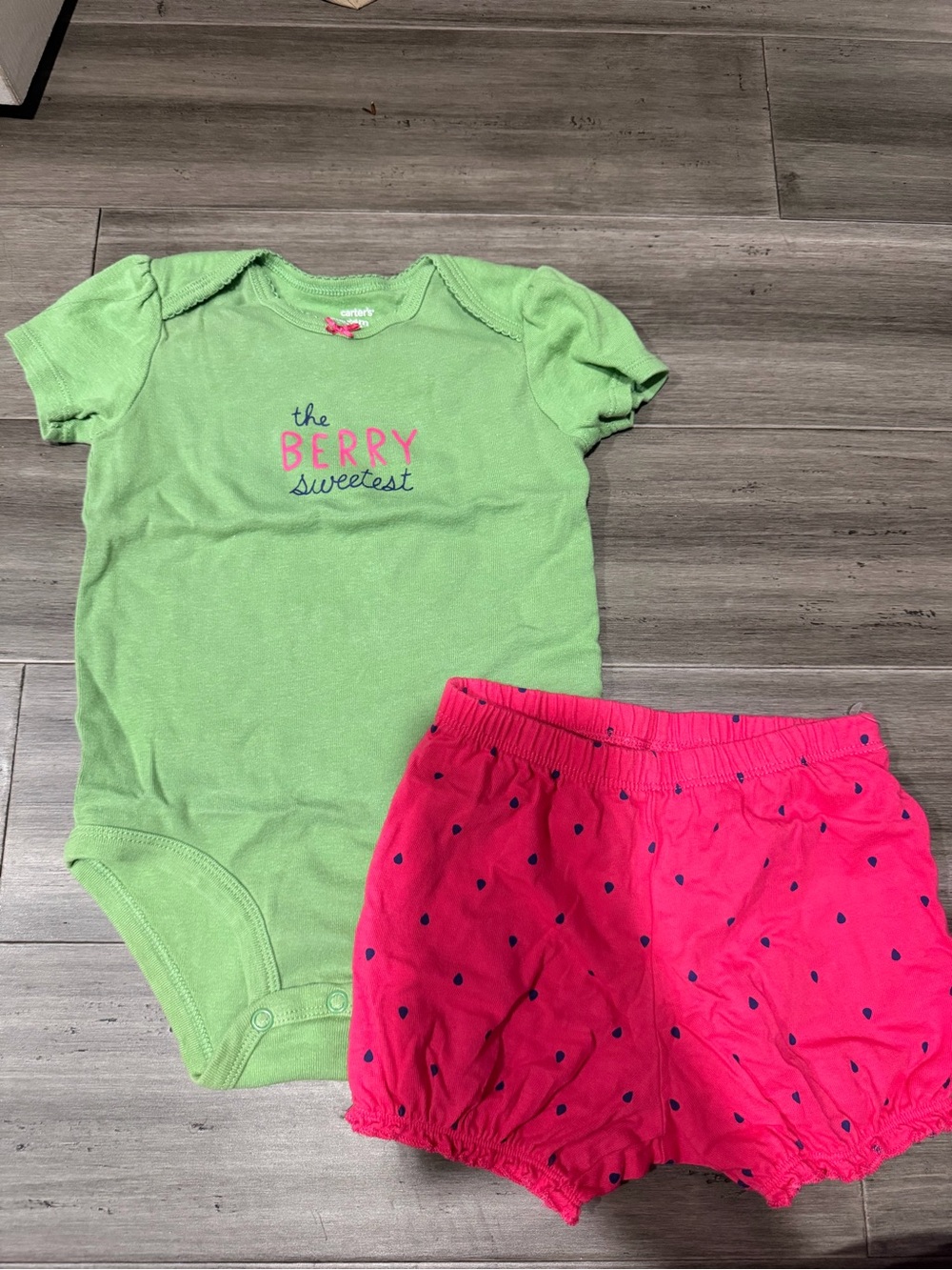 Carter's Green & Hot Pink Berry Two-Piece Set